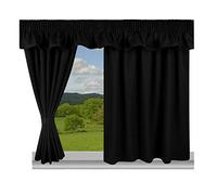 Trend Blackout & Thermal Lining Caravan Curtains - Fully Lined 3” Pencil Pleat Panels - 100% Polyester Black, 44” W x 38” Drop