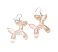 Trend Candy Colorful Balloon Dog Drop Earrings For Women Personal Iridescent Creative Balloon Dog(Clear orange)