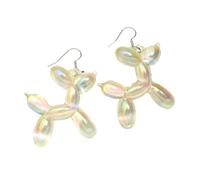 Trend Candy Colorful Balloon Dog Drop Earrings For Women Personal Iridescent Creative Balloon Dog(Clear yellow)