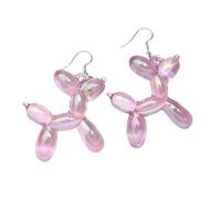 Trend Candy Colorful Balloon Dog Drop Earrings For Women Personal Iridescent Creative Balloon Dog(Clear purple)