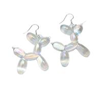 Trend Candy Colorful Balloon Dog Drop Earrings For Women Personal Iridescent Creative Balloon Dog(Clear blue)