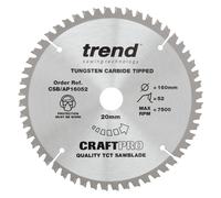 Trend Aluminium & Plastic Circular Saw Blade, 160mm Diameter, 20mm Bore, 52 T...
