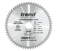 Trend Wood Cordless ATBR Circular Saw Blade, 210mm Diameter, 30mm Bore, 60 Teeth, 1.8mm Kerf, +20° Hook, TCT, Extra-Fine Finish, CSB/21060TC
