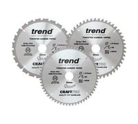 Trend Wood Mitre Saw Blades, 216mm Diameter, 30mm Bore, 24/48/60 Teeth, 2.6mm Kerf, -5° Hook, TCT, Coarse/Fine/Extra-Fine Finish, 3 Pack, CSB/CC216/3PK
