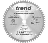 Trend Craft Anti Kickback Thin Kerf Circular Saw Blade 184mm 60T 16mm