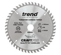 Trend Craft Pro 160Mm Diameter 20Mm Bore 48 Tooth Fine Finish Cut Saw Blade For Hand Held Circular Saws Pk 1 CSB/16048A