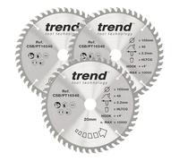 Trend CRAFTPRO 3 Piece 165mm Panel Trim Circular Saw Blade Set 165mm 48T 20mm