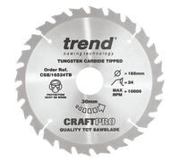 Trend Circular Saw Blade CSB/16524TB – 165mm 30mm Bore 24T 1.5mm Kerf +15° Hook TCT Medium Finish
