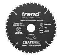 Trend CRAFTPRO Non Stick Wood Cutting Saw Blade 190mm 40T 30mm