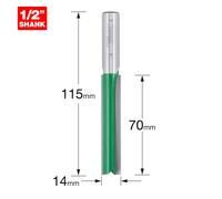 Trend CraftPro Straight Two Flute Router Cutter Bit, 1/2 Inch Shank, 14mm Cut Diameter & 70mm Cut Length, Tungsten Carbide Tipped, C023DX1/2TC