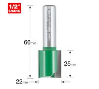 Trend Craftpro 1/2In Shank Two Flute Straight Router Cutter Bit 22Mm Dia X 25Mm Cut Depth Pk 1 C031CX1/2TC