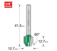 Trend CraftPro Combi Trimmer Router Cutter Bit, 1/4 Inch Shank, 12.7mm Cut Diameter & 12.7mm Cut Length, 60 Degree Angle, Tungsten Carbide Tipped, C047AX1/4TC