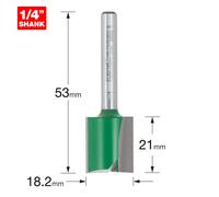 Trend Craftpro 1/4In Shank Two Flute Straight Router Cutter Bit 18.2Mm Dia X 21Mm Cut Depth Pk 1 C028CX1/4TC