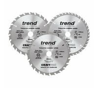 Trend CRAFTPRO 3 Piece 165mm Circular Saw Blade Set 165mm Assorted Teeth 20mm