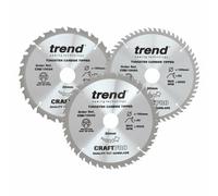 Trend CRAFTPRO 3 Piece 190mm Circular Saw Blade Set 190mm Assorted Teeth 30mm
