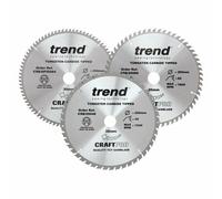 Trend CRAFTPRO 3 Piece 250mm Circular Saw Blade Set 250mm Assorted Teeth 30mm