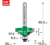 Trend CRAFTPRO Bearing Guided Flat Ovolo Router Cutter 30mm 11mm 1/4"