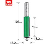 Trend CraftPro Guided Profiler Router Cutter Bit, 1/2 Inch Shank, 18mm Cut Diameter & 50mm Cut Length, Tungsten Carbide Tipped, C165AX1/2TC