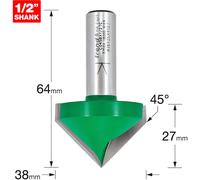 Trend CRAFTPRO Chamfer V Grovve Router Cutter
