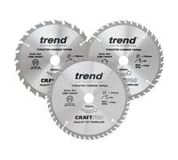 Trend Craftpro Cordless Saw Blade Set - 165mm 24T 40T 52T (3 Pack)