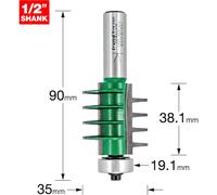Trend CraftPro Finger Jointing Router Cutter, 1/2 Inch Shank, 35mm Cut Diameter & 38.1mm Cut Length, Tungsten Carbide Tipped, C219X1/2TC
