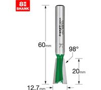 Trend Dovetail Cutter 12.7mm x 98 Degree x 20mm Cut C178X8MMTC