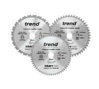 Trend Wood Mitre Saw Blades, 216mm Diameter, 30mm Bore, 24/48/60 Teeth, 2.6mm Kerf, -5° Hook, TCT, Coarse/Fine/Extra-Fine Finish, 3 Pack, CSB/CC216/3PK