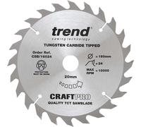 Trend CRAFTPRO Non Stick Wood Cutting Saw Blade 160mm 24T 20mm