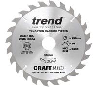 Trend CRAFTPRO Non Stick Wood Cutting Saw Blade 190mm 24T 30mm
