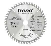 Trend CRAFTPRO Panel Trimming Plunge Saw Blade 165mm 48T 20mm | Ideal For Laminate And HPL Cuts With A Super-Fine Finish, 2.2mm Kerf And +4° Hook Angle, CSB/PT16548