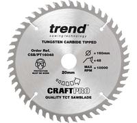 Trend Laminate & HPL Circular Saw Blade, 160mm Diameter, 20mm Bore, 48 Teeth, 2.2mm Kerf, +4° Hook, TCT, Super-Fine Finish, CSB/PT16048
