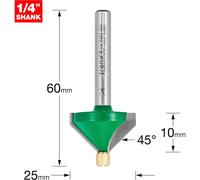 Trend CRAFTPRO Pin Guided Chamfer Bevel Router Cutter 45 Degrees 10mm 1/4"