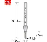 Trend CraftPro Cavetto Router Cutter, 1/4 Inch Shank, 1.6mm Radius and 3.2mm Cut Diameter, Tungsten Carbide Tipped, C050X1/4TC