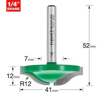 Trend CraftPro Panel Raiser Router Cutter Bit, 1/4 Inch Shank, 12mm Radius and 41mm Cut Diameter, Tungsten Carbide Tipped, C150X1/4TC, Silver
