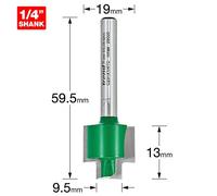 Trend CraftPro Rebater Router Cutter, 1/4 Inch Shank, 13mm Cut Length and 9.5/19mm Cut Diameter, Tungsten Carbide Tipped, C231X1/4TC