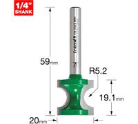 Trend Staff Bead Router Cutter, 1/4 Inch Shank, 5.2mm Radius, TCT