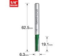 Trend Router Bit C007X1/4TC – Straight 2-Flute, 6.3x19.1mm, 1/4" Shank, Tungsten-Carbide Tipped
