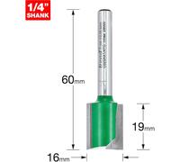 Trend CraftPro Straight Two Flute Router Cutter Bit, 1/4 Inch Shank, 16mm Cut Diameter & 19mm Cut Length, Tungsten Carbide Tipped, C025AX1/4TC