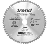 Trend CRAFTPRO Wood Cutting Cordless Mitre Saw Blade 254mm 60T 30mm