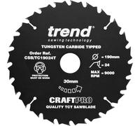 Trend CRAFTPRO Wood Cutting Cordless Saw Blade 190mm 24T 20mm