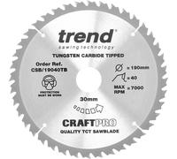 Trend CRAFTPRO Wood Cutting Cordless Saw Blade 190mm 40T 30mm