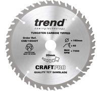 Trend Wood Cordless Circular Saw Blade, 165mm Diameter, 20mm Bore, 40 Teeth, 1.5mm Kerf, +15° Hook, TCT, Fine Finish, CSB/16540T
