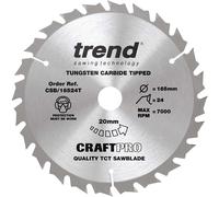 Trend Wood Cordless Circular Saw Blade, 165mm Diameter, 20mm Bore, 24 Teeth, 1.5mm Kerf, +20° Hook, TCT, Medium Finish, CSB/16524T