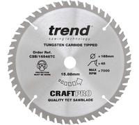 Trend Wood Cordless Circular Saw Blade, 165mm Diameter, 15.88mm Bore, 48 Teeth, 1.6mm Kerf, +10° Hook, TCT, Fine Finish, CSB/16548TC
