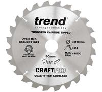 Trend Mitre Saw Blade CRAFTPRO CSB/CC21624 - 216mm 30mm Bore 24T TCT 2.6mm Kerf