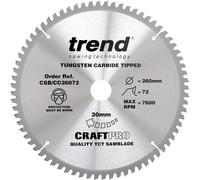 Trend Wood Mitre Saw Blade, 260mm Diameter, 30mm Bore, 72 Teeth, 2.5mm Kerf, -5° Hook, TCT, Extra-Fine Finish, CSB/CC26072