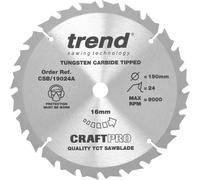 Trend CRAFTPRO Wood Cutting Saw Blade 190mm 24T 16mm