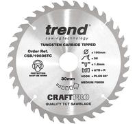 CraftPro TCT Cordless Thin Kerf Combination Sawblade for Wood, 190mm Diameter, 30mm Bore, 36 Teeth, 1.6mm Kerf, +25 Hook, CSB/19036TC