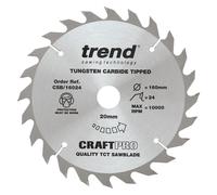 Trend CRAFTPRO Non Stick Wood Cutting Saw Blade 160mm 24T 20mm