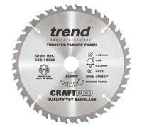 Trend Wood Circular Saw Blade, 160mm Diameter, 20mm Bore, 36 Teeth, 2.4mm Kerf, +10° Hook, TCT, Medium Finish, CSB/16036